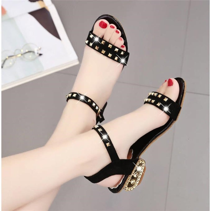 Gold Suede strap sandals- Spikes