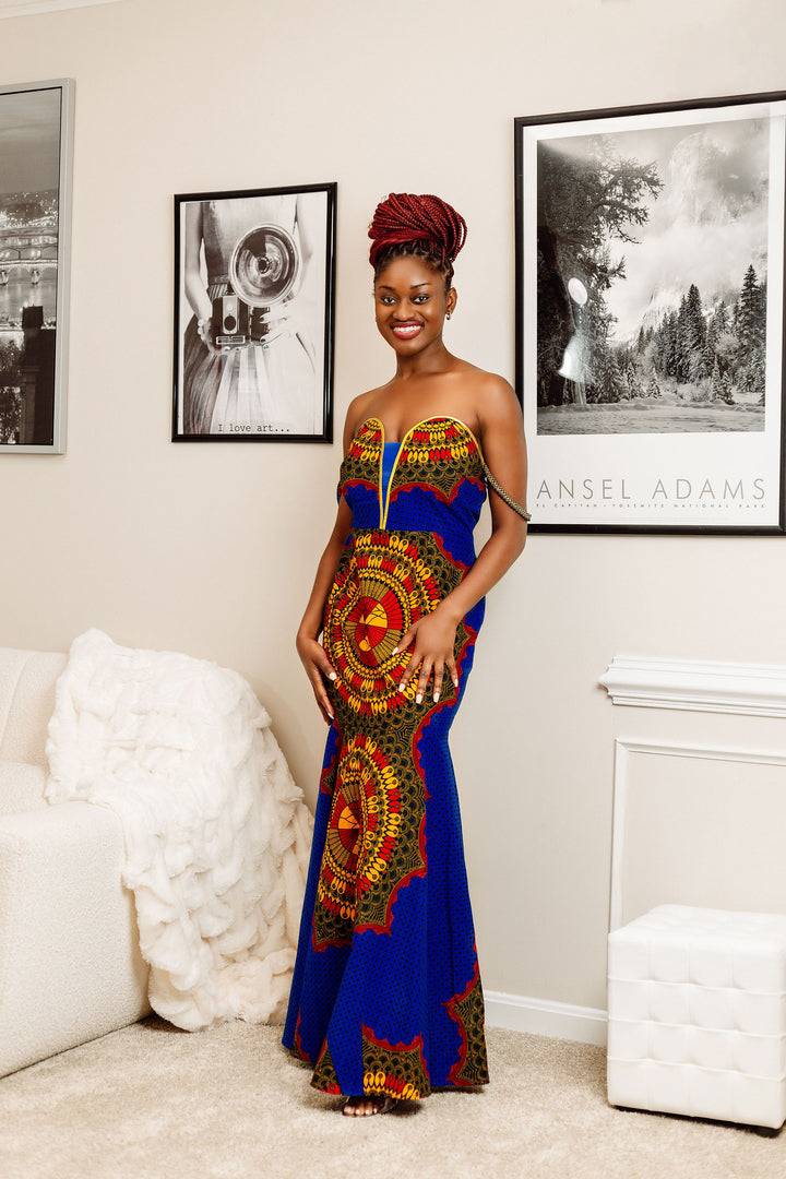 African Print Mermaid Dress-Astra