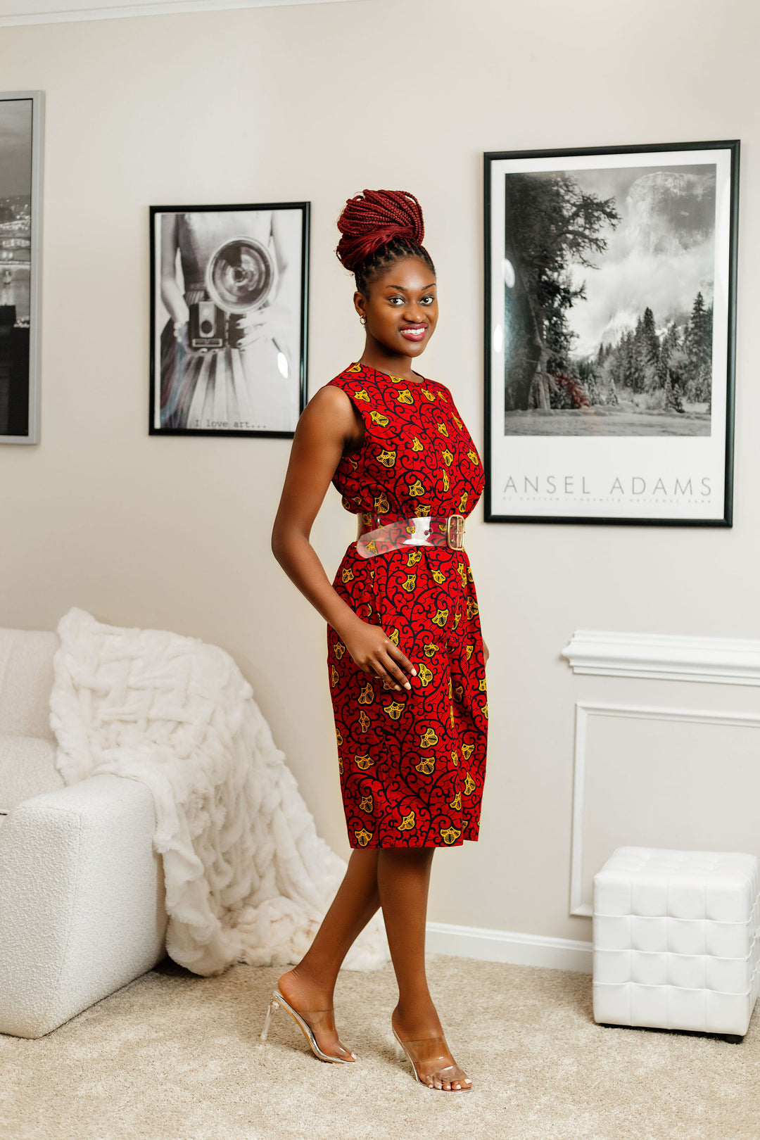 African Print Knee Length Romper-Ada