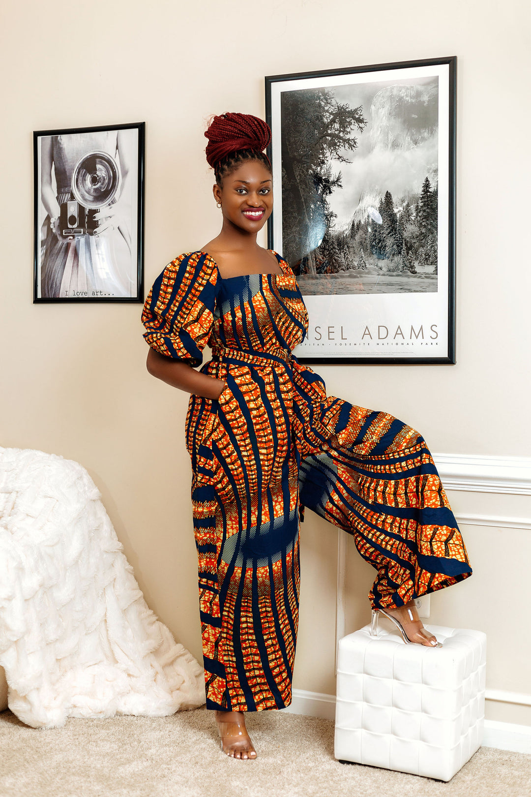 African Print Wide Leg Jumpsuit-Effe