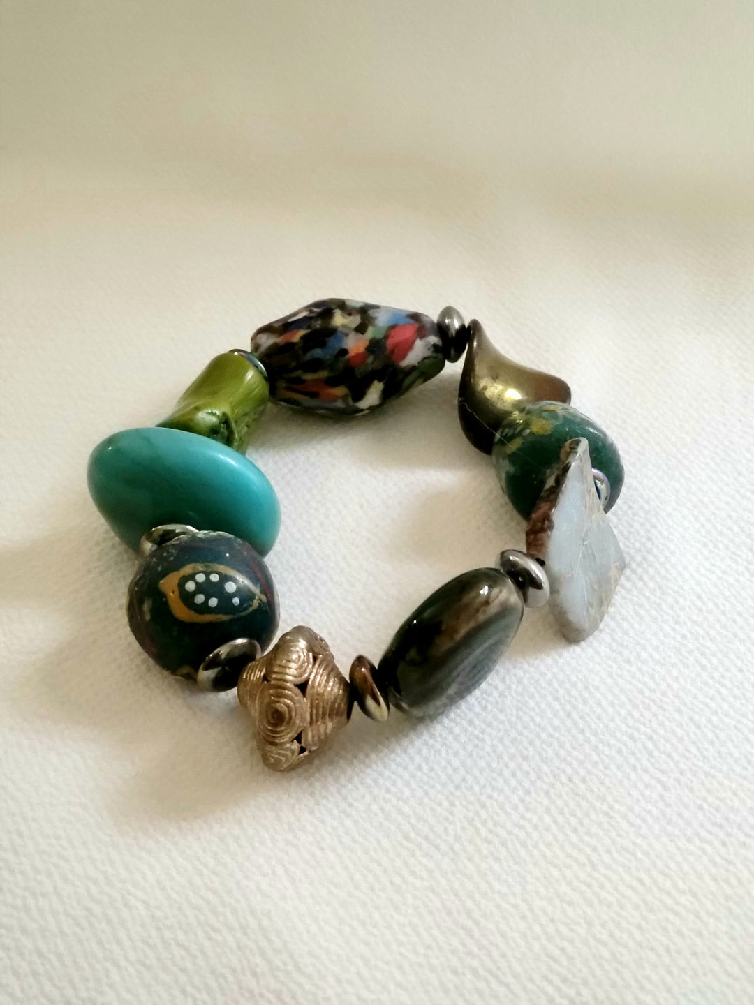 Beaded African Bracelet-Turquoise/Green