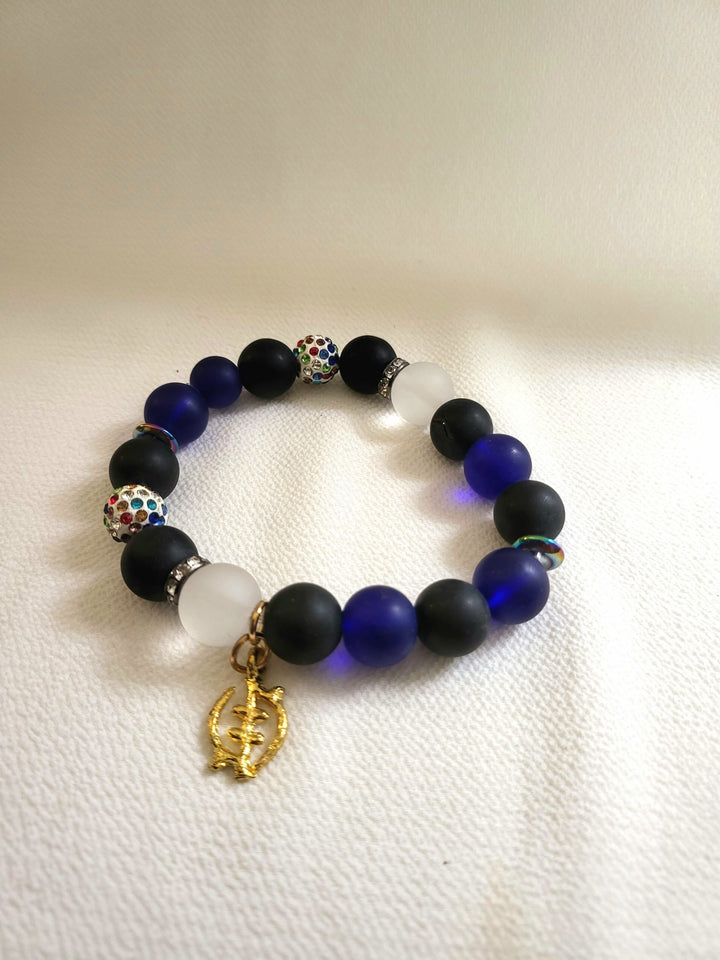 Beaded African Bracelet-Dark Royal Blue