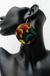 African Print Wooden Earrings