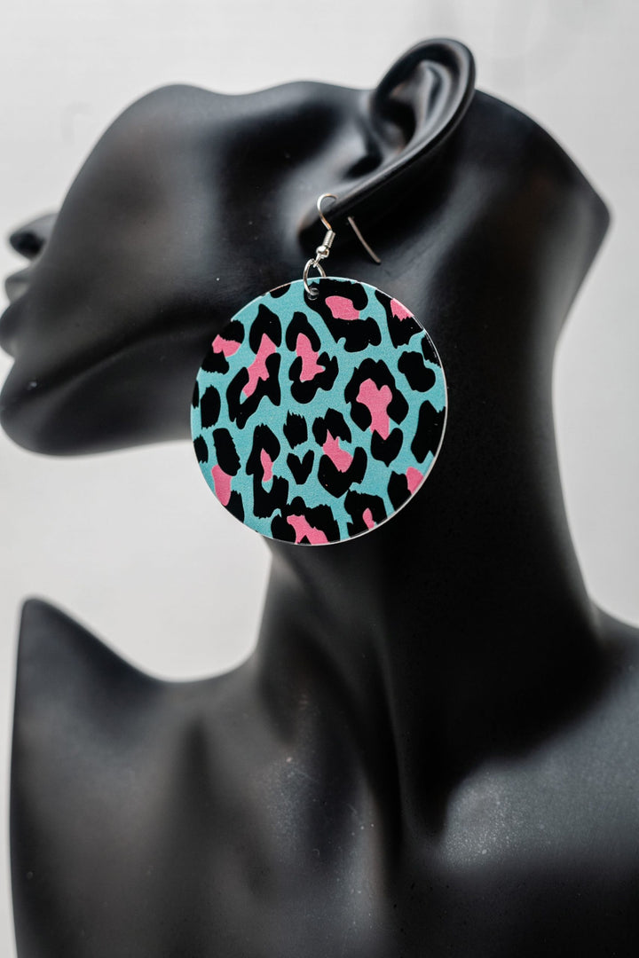 Wooden Leopard Print Earrings
