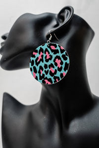 Wooden Leopard Print Earrings