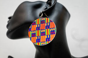 Kente African Print Earrings (Blue)