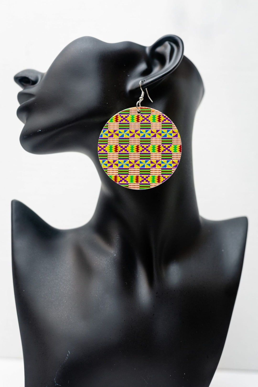 Kente African Print Earrings (Green)