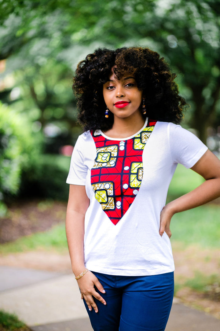 African Print Red Lipstick T-Shirt