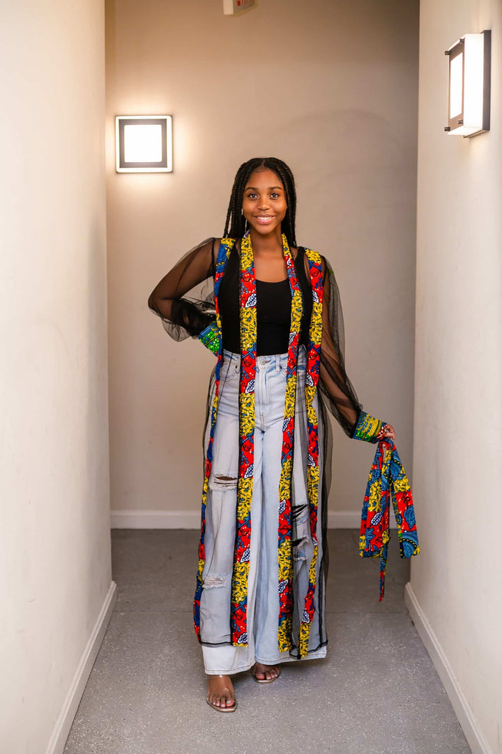 Sheer African Print Coverup/Duster-Aku