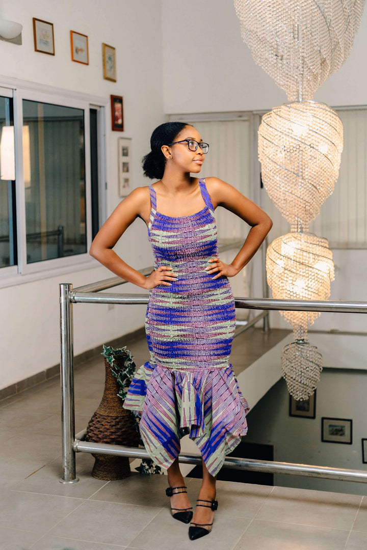 African Print Tie-and-Dye Print Dress