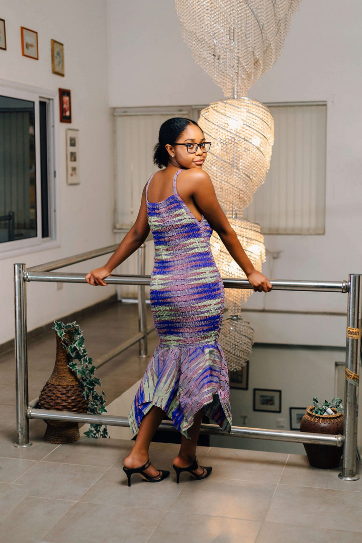 African Print Tie-and-Dye Print Dress