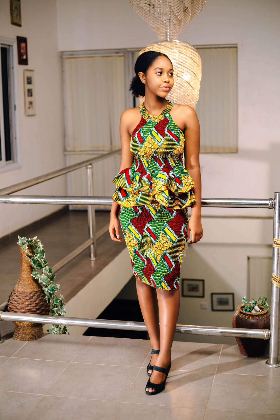 African Print Victoria Two-Piece Choker Dress