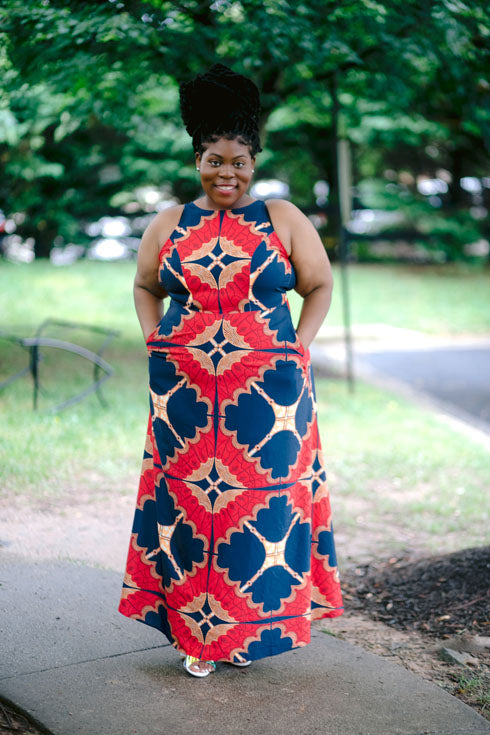 Ashley Tribal Print Maxi Dress-Red