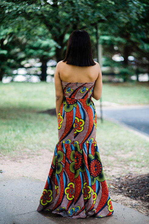 African Print Choker Gown