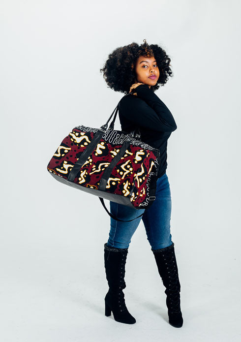 African Print Aztec Design Weekender Bag