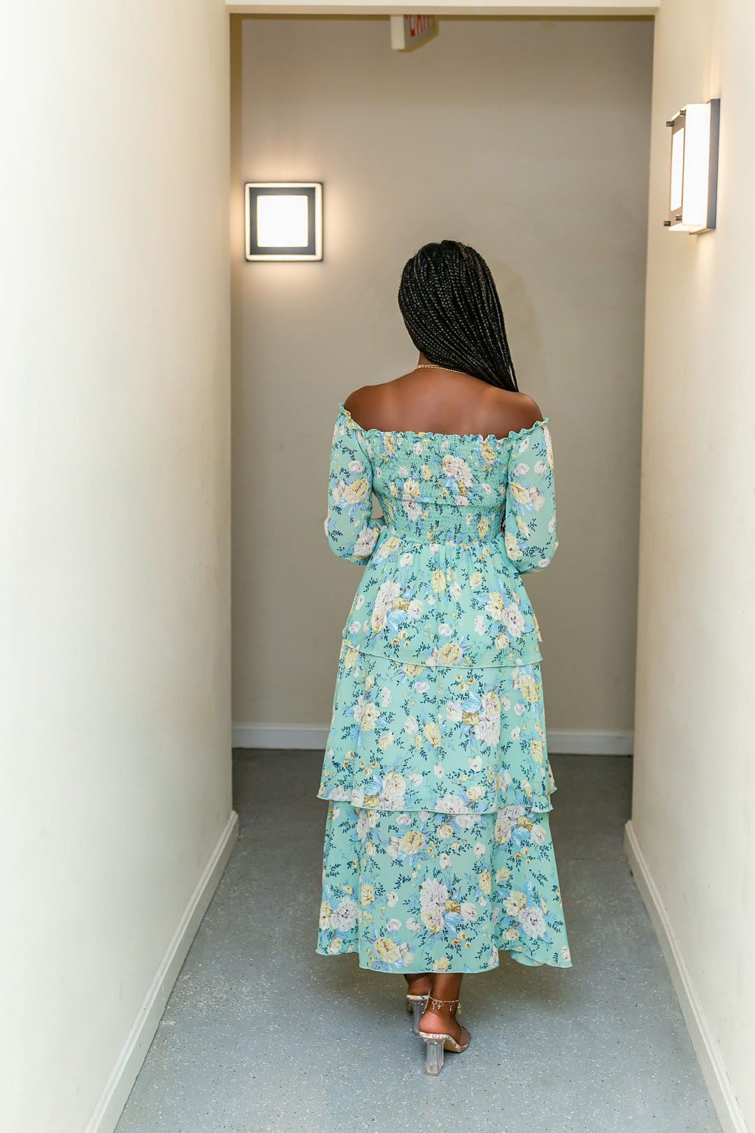 Off shoulder Sisters Dress (Green)