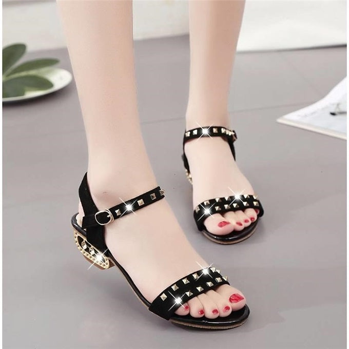 Gold Suede strap sandals- Spikes