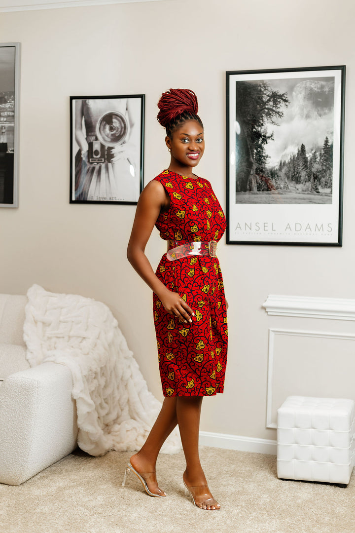 African Print Knee Length Romper-Ada