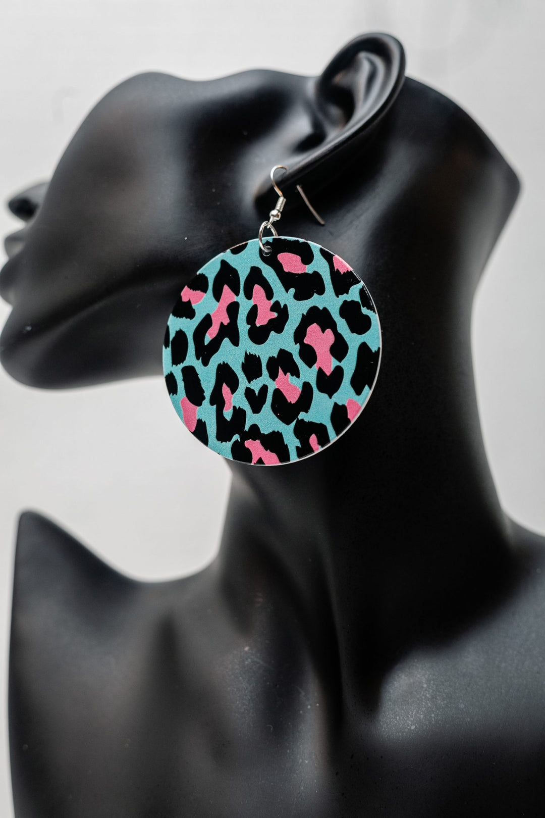 Wooden Leopard Print Earrings