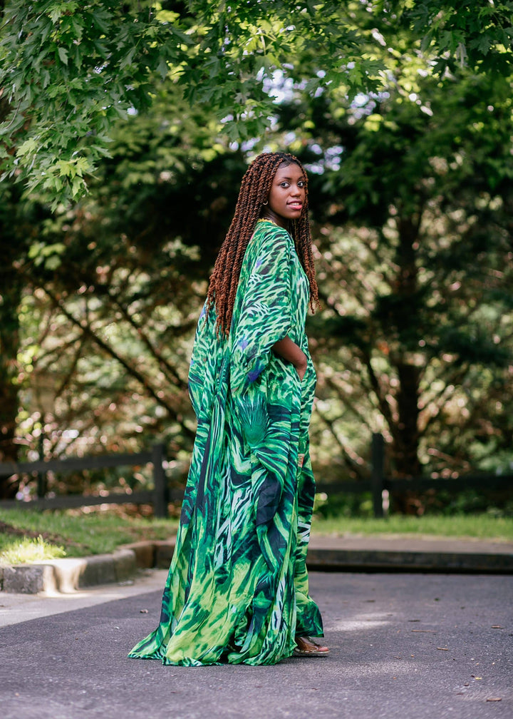 Two Piece Maxi Blouse Pant Set-Green