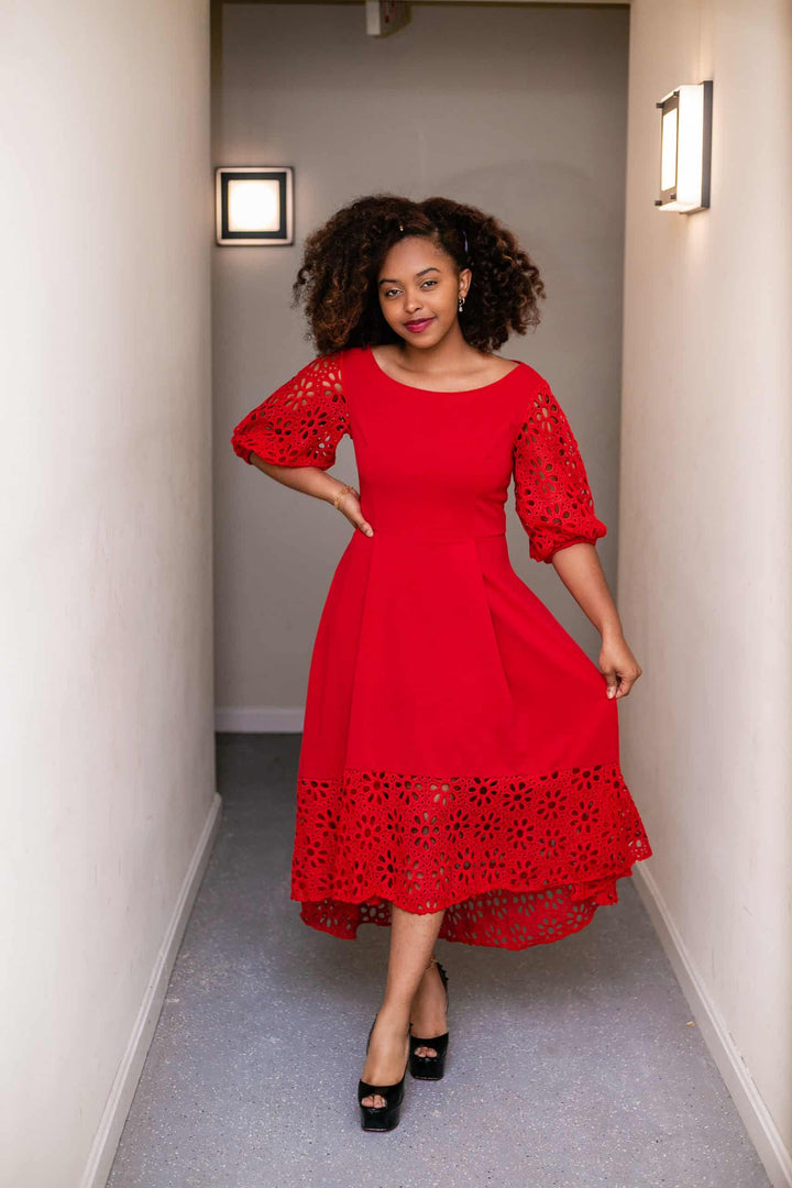 Red A Line Dress-Manda