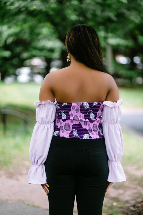 African Print Sweetheart Blouse-Pink