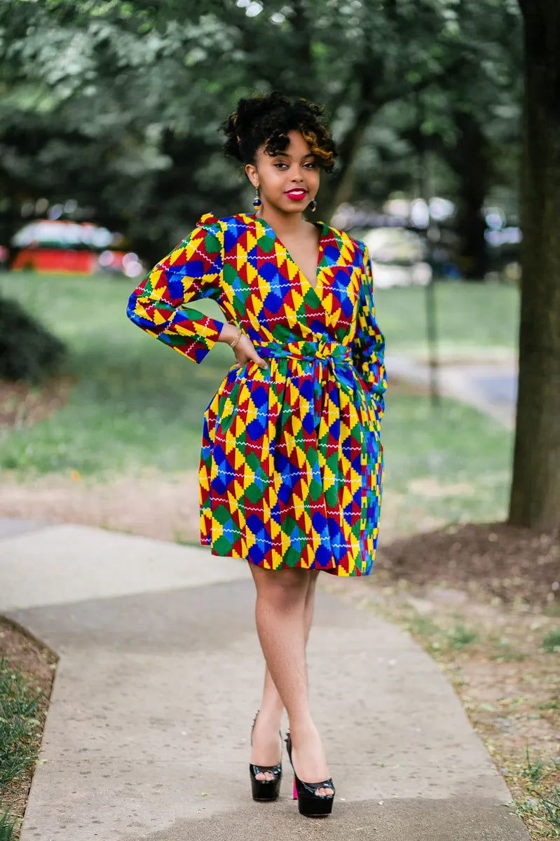 African Print Kente Mini Dress-Mansa